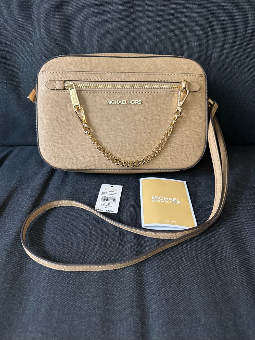Michael Kors Jet Set Travel Large Saffiano Leather Crossbody - Camel